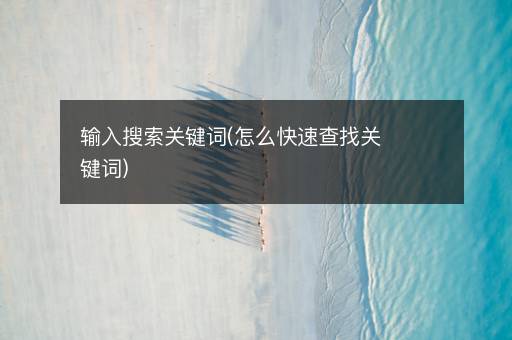 输入搜索关键词(怎么快速查找关键词)
